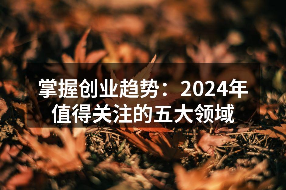 掌握创业趋势：2024年值得关注的五大领域