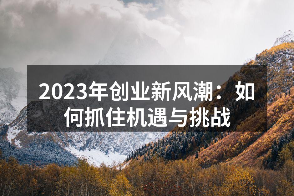 2023年创业新风潮：如何抓住机遇与挑战