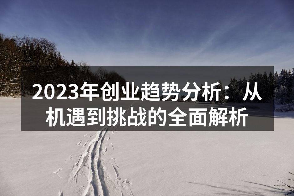 2023年创业趋势分析：从机遇到挑战的全面解析